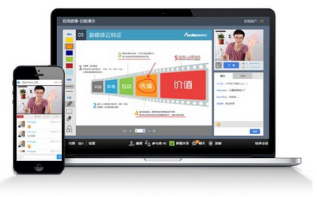 奥点云远程教学直播解决方案，支持白板课件、ppt、电子书写笔、桌面捕捉工具等/杭州