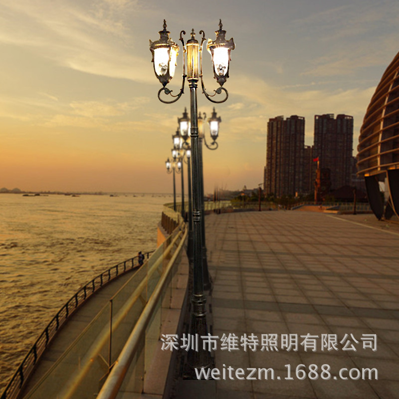 供應外歐式庭院燈景觀燈別墅花園道路燈LED燈鑄鋁雙頭庭院燈原始圖片3