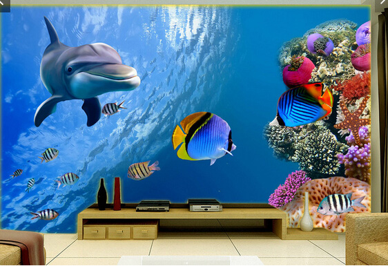 3D海底世界浴室地板背景墻