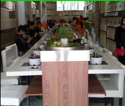 鹽城回旋小火鍋設備 鹽城旋轉自助火鍋傳送帶原始圖片2