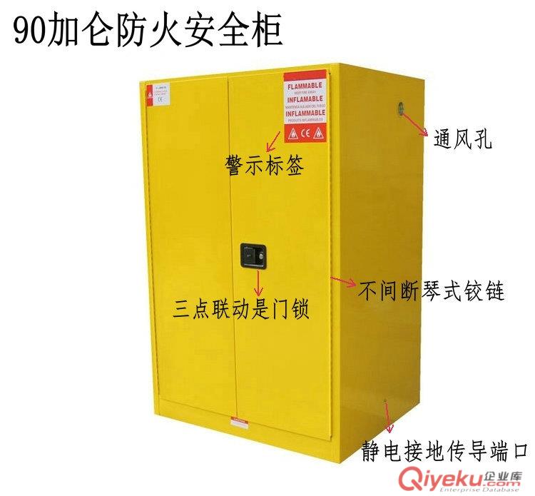 90加侖黃色易燃物品儲存柜紅色可燃吳平放置柜藍(lán)色腐蝕性化學(xué)品安全防爆柜