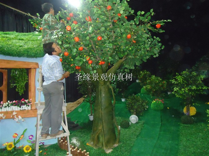 仿真橙子樹擺件 盆栽 高仿真橙子樹枝 道具定制 2米仿真橙子樹多少錢