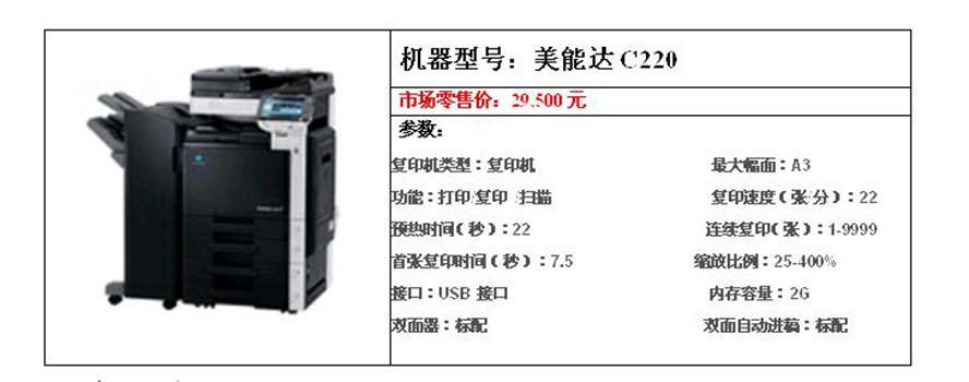 永州柯美2250復印機出租