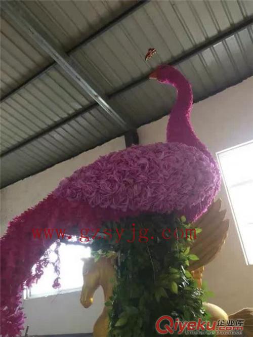 圣緣景觀仿真綠雕孔雀  活動場地拍攝道具假孔雀  仿真植物/花