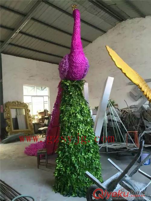 圣緣景觀仿真綠雕孔雀  活動場地拍攝道具假孔雀  仿真植物/花原始圖片3