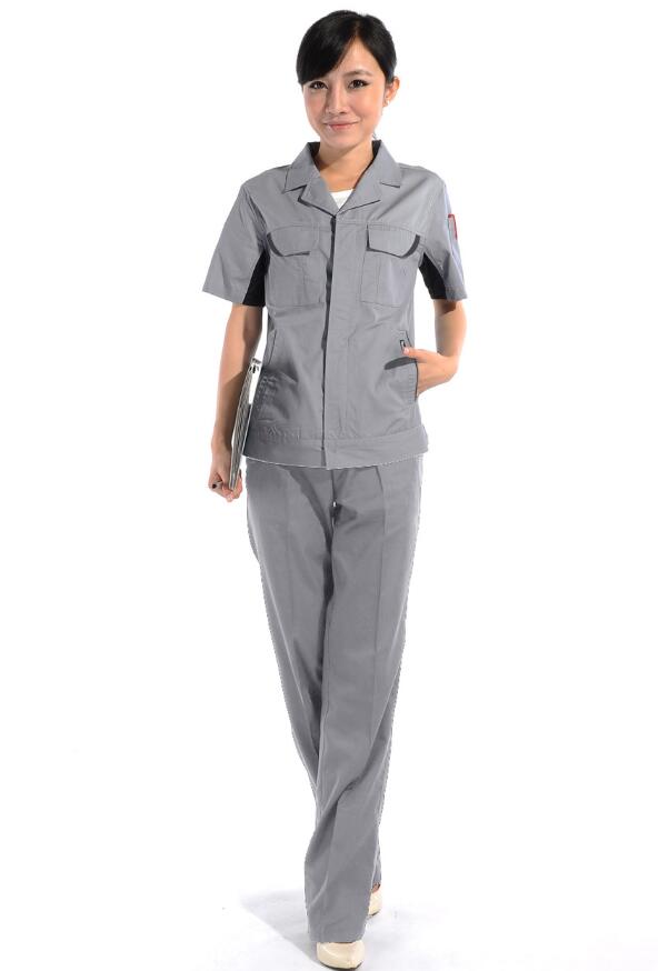 滌棉斜紋鐵灰短袖工作服原始圖片2