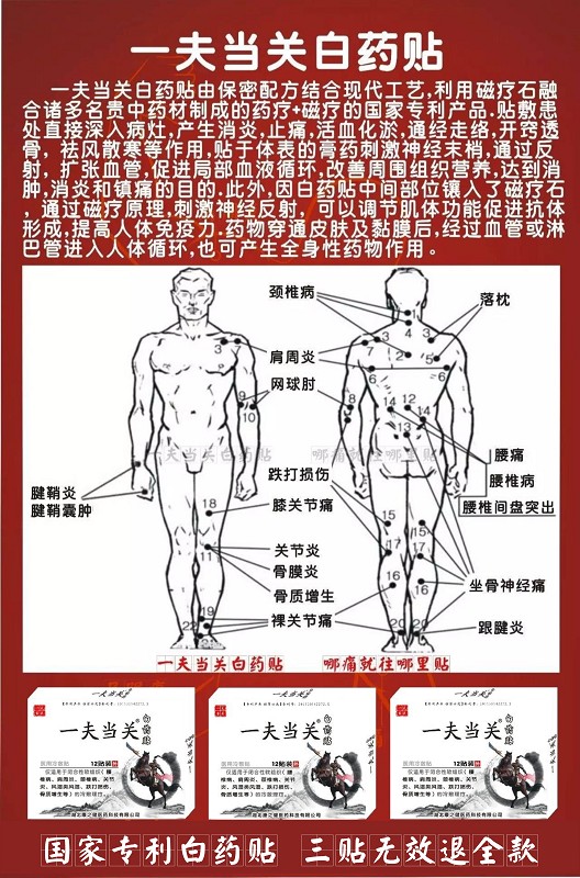 供應黃石價格公道的一夫當關白藥貼——一夫當關白藥貼落枕